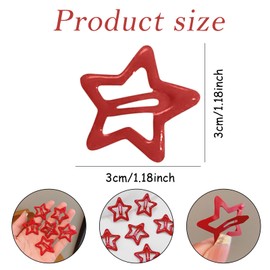 Paderison 10PCS Red Star Hair Clips Y2K Star Snap Hair Clips Metal Hair Barrettes for Girls Women Cute Y2K 2000s Star Hairpins Decoration Non Slip Star Hair Y2K Accessories for Thin Thick Hair