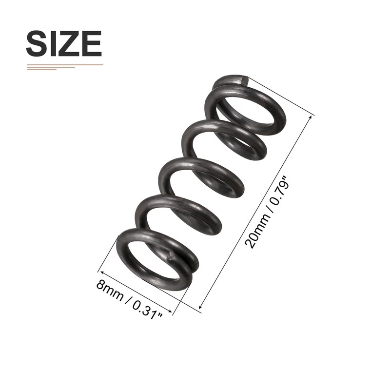 DTGN 1.2x8x20mm(DxODxL) Compression Spring - 20Pack - Good for Machinery