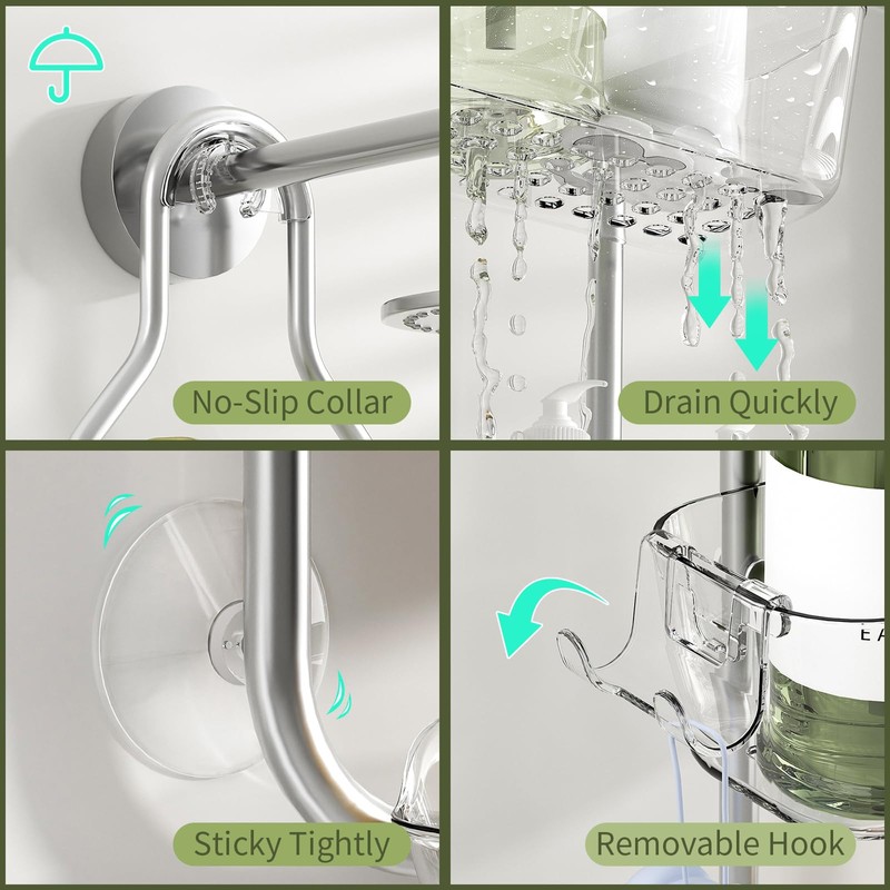 APLOP Shower Caddy Hanging 3-Tier,No Drill Rustproof Stainless Steel,Shower Storage