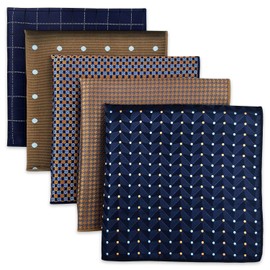 SHLAX&WING 5 Pieces Assorted Mens Silk Pocket Square Handkerchiefs Set Lot 92