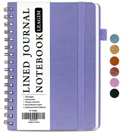 LEAGIM Lined Spiral Journal Notebook for Women & Men, College Ruled Hardcover Notebook for Work & Note Taking, Journals for Writing, 100 GSM, Business, School, 140 Pages, A5(5.8"x8.5") - Purple