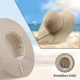 Procity Foldable Straw Hat Women's Sun Hat UV Protection Beach Hat with Wide Brim, Paris Brown