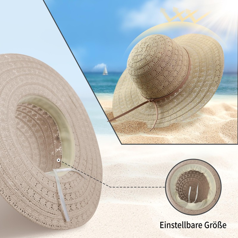 Procity Foldable Straw Hat Women's Sun Hat UV Protection Beach
