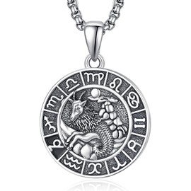 ADMETUS Capricorn Necklace for Men Sterling Silver Zodiac Constellation Necklace Capricorn Zodiac Pendant Constellation Jewellery Gifts for Men