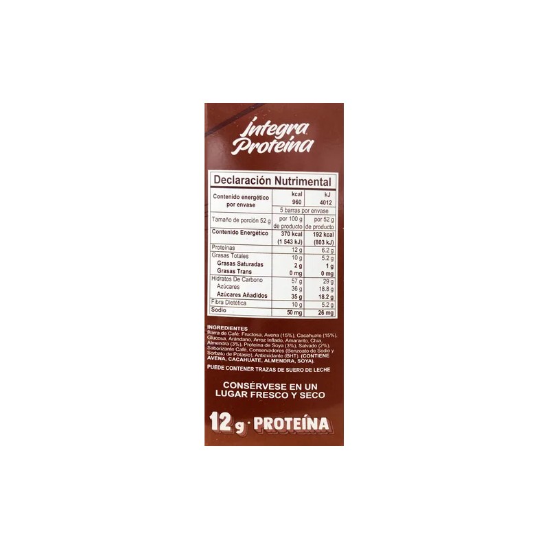 Barra Proteica Íntegra Café 12g Proteína 260g