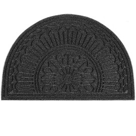Mibao Half Round Doormat, 24 x 36 Non Slip Durable Welcome Door Mats, Boots Scraper Mats Indoor Outdoor Rug, Low-Profile Semicircle Door Mats for Entry, Garage, Patio, Heavy Duty, Easy Clean, Black