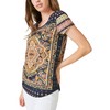 Lucky Brand Women's Persian Carpet Tee, Navy Multi, S
