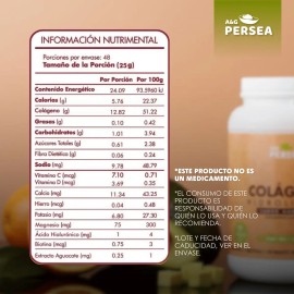 Colágeno Hidrolizado Persea Ácido Hialurónico Biotina Polvo Sabor Naranja