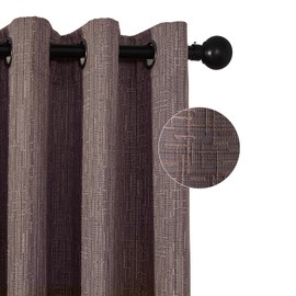 JSFLY Jacquard Linen Curtains 63 inch Length 2 Panels Thick Faux Linen Blended Window Drapes Burlap Textured Curtains with Grommet for Living Room Bedroom Farmhouse (42x63 Fashion Purple) Natural