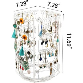 Ocnvlia 360 Rotating Earring Holder Stand Clear Earring Organiser, Acrylic Jewellery Storage Screen Frame for Earrings Bracelets