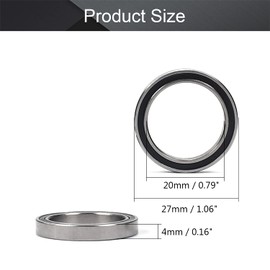 Othmro 6704-2RS Deep Groove Ball Bearing 20 x 27 x 4mm Double Sealed Chrome Steel Ball Bearings Pack of 2