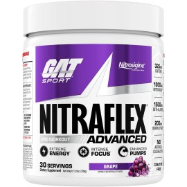 GAT SPORT, Nitraflex Advanced Pre-Entrenamiento Polvo, Aumenta el Flujo Sanguíneo, Aumenta S