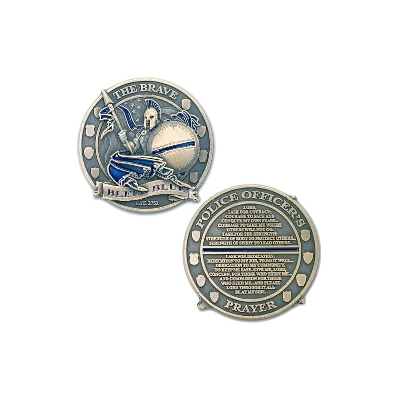 The Brave Bleed Blue Police Challenge Coin