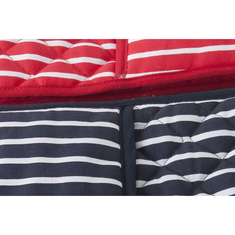 A & B TRADERS Butcher Stripe Double Oven Gloves, Quilted