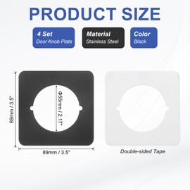 PATIKIL Door Knob Plates, 4 Pcs Square Plate Cover for Door Deadbolt Double Side Knob Handle Repair Kit Cover Filler Fixing Repair Backplate, Black