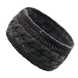 Winter Cable Knit Headbands, Women Ear Warmer Knitted Thermal Twist Headbands for Girls, Head Wrap Winter Shopping Skiing Running Outdoor Sports Party Good Gift (Black)