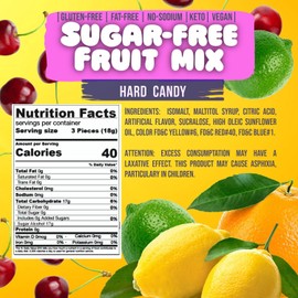 SweetGourmet Sugar-Free Assorted Fruits Hard Candy | 4 Flavors | 2 Pounds