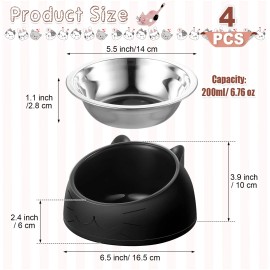 Irenare 4 Pcs Raised Cat Food Bowls Stainless Steel Tilted 15° Elevated Non S...