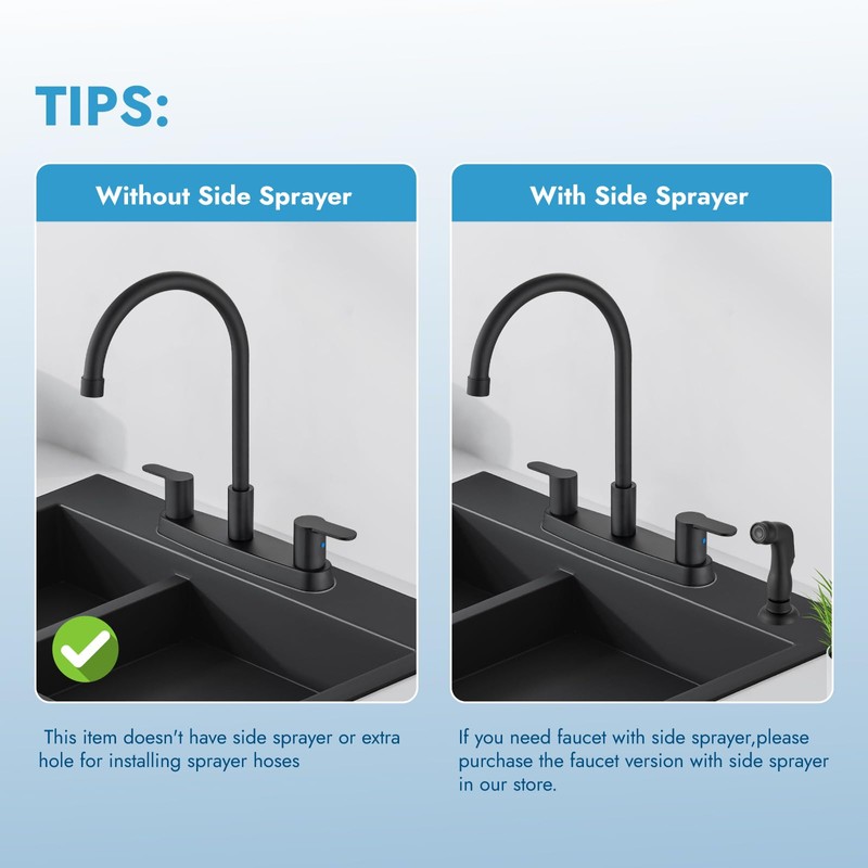 Cinwiny 8 Inch Centerset Kitchen Faucet for Sink 3 Hole
