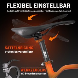 HENMI Fahrrad Sattelstütze mit Schnellspanner Sattelklemme,Verstellbar Sattelstange 27.2mm mit 400 mm Länge für E-Bikes,MTB,Rennrad,Trekking (400mm*27.2mm)