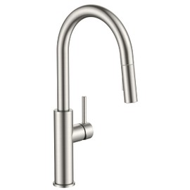 FORIOUS Kitchen Faucet with Pull Down Sprayer, Classic Brushed Nickel, Single Handle High Arc Stainless Steel Kitchen Sink Faucet, 1 or 3 Hole Deck Mount for RV, Bar, Farmhouse, Laundry, Outdoor