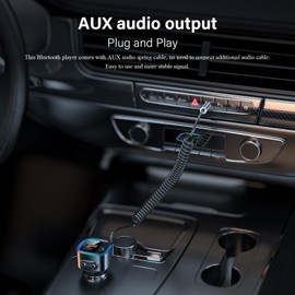 Bluetooth 5.4 Car Adapter Aux Bluetooth Adapter for Car Bluetooth Receiver 3.5mm Jack Car Charger 54W (PD30W &QC 12W) USB Type-C Charger Adapter [Fast Charging] Hands Free Calling Support U Disk