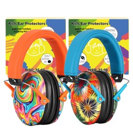PROHEAR 032 Kids Ear Protection 2 Pack - Noise Cancelling Headphones Ear Muffs for Autism, Toddlers, Children,Individual Packing - Orange & Blue