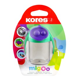 Kores - Double Hole Pencil Sharpener - MigOo Sharpener with Container - School Supplies, Office Supplies, Cute Stationery, University Supplies - Pack of 1 in 5 Assorted Colours