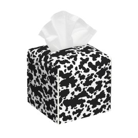OHEGBXE - Funda para caja de pañuelos de piel con estampado de vaca, organizador de papel facial, dispensador para baño, encimera de cambiador, computadora de oficina