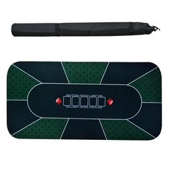 71 x 36Inch Texas Hold'Em Poker Mat Portable Rubber Poker Table Top Water Waterproof, Noise Reduction Suitable For Any Tabletop Game Premium Carry Bag Is Provided For Playing Everywhere(Green)