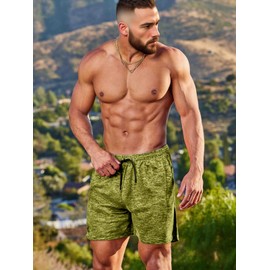 Lehmanlin Mens Sports Shorts Quick Dry Stretch Lightweight Track Pants with Pockets, 5"Yellow