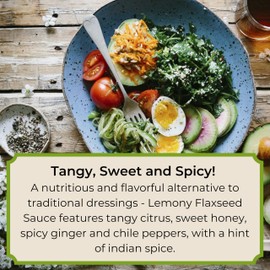 Laxmi’s Delights Lemony Flaxseed Spread with Ginger and Honey - Spicy | Organic, Vegetarian, Gluten Free, Dairy free, All Natural, Non-GMO | Plant-based Omega 3s Superfood | 12-pack, 1.16 oz squeeze packets