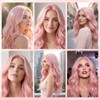 24 In Long Light Pink Wavy Wig for Women