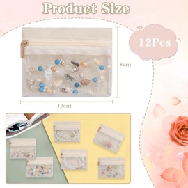 Apradas 12PC Jewelry Wrap Bags, Travel Jewellery Pouches, Organza Jewellery Bags, Jewelry Organizer for Travel Business Trip Anniversary Valentine's Day Gift (Beige)