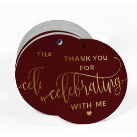 Inkdotpot Pack Of 100 Real Gold Foil Paper Tags Thank You For Celebrating With Me Birthday Favor Hang Tags