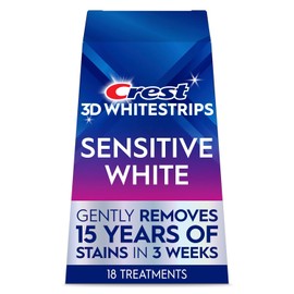 Crest 3D Whitestrips Sensitive At-home Teeth Whitening Kit, 18 Treatments, Gently Removes 15 Years of Stains