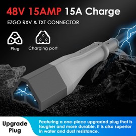 EPOWREY 15 AMP Golf Cart Charger for 48 Volt EZGO RXV & TXT with 3 Pin Triangular Plug-Lead Acid Battery