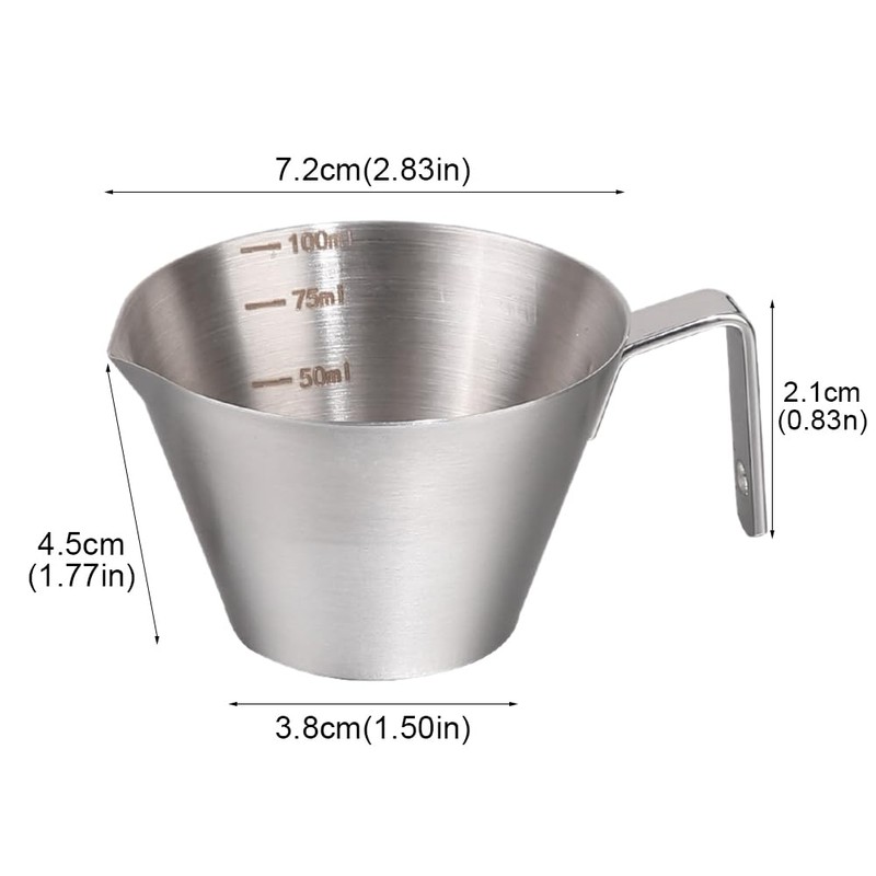 Espresso Shot Cups, Measuring Cup Dishwasher Safe 2 Pack Stainless