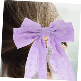 Mikinona 2pcs Girls Hair Bows Barrette No Crease Clips for Women Big Bow Clips Long Tail for Party