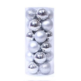Bibi Anzu Christmas Ornament, Color Balls, Diameter 1.6 inches (4 cm), Pack of 24 (Silver)