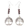 Tree of Life Gemstone Earrings 925 Sterling Silver Hooks Red