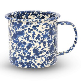 Enamelware Mug, 12 ounce, Navy/Cream Splatter (Single)