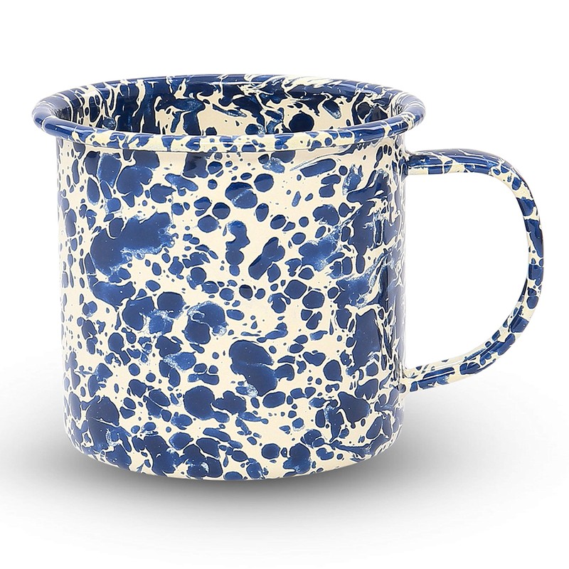 Enamelware Mug, 12 ounce, Navy/Cream Splatter (Single)