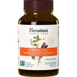 Himalaya Himalaya StressCare Herbal Supplement, Supports Stress Relief, Energy Support, Relaxation, Occasional Sleeplessness, Ashwagandha, Holy Basil/Tulsi, Gotu Kola, Non-GMO, Vegetarian, 120 Capsules