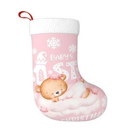 Baby's 1st Christmas Stocking Baby Girl First Christmas Stockings Bear Pink Christmas Stocking for Newborn Christmas Ornaments