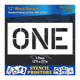 Pavement Marking Stencils - 12 inch ONE Stencil - 12" x 31" x 1/8'' (128 mil) - Pro-Grade
