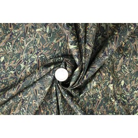 Pyrhan 100% Cotton Fabric by Rose & Hubble | Paisley with Leaves Printed Cotton Fabric by The Metre UK | 45 inches (114 cm) | Crafting Fabric & Dressmaking Fabric | Dress Fabric Material (Green)