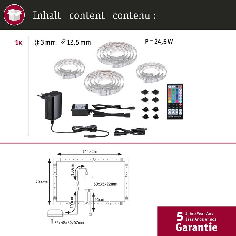 Paulmann 78876 MaxLED 250 LED Strip TV Comfort Basic Set
