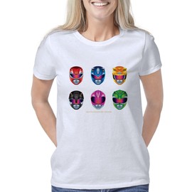 CafePress Power Rangers Helmet Icons Women's Classic T Shirt Women's Relaxed Fit Light T-Shirt White