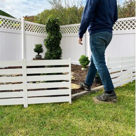 26in H x 24in W (3 Panels) No Dig Zippity Maui Fence Kit, White Vinyl Fence Panel, Temporary Outdoor Border for Garden, Easy Install DIY Fence for Backyard, Patio, & Deck, White Garden Fence, ZP19065
